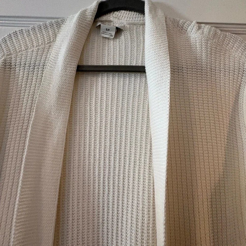 Club Monaco Cream Ribbed Open-Front Cardigan - Picture 4 of 4